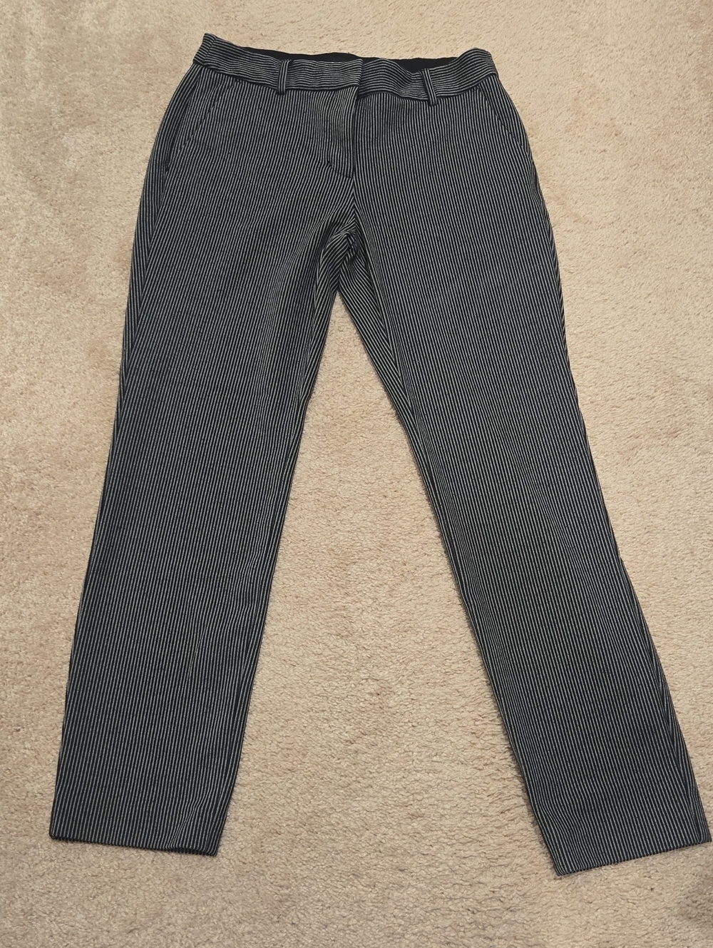 Express Black and White Pinstripe Cropped Pants